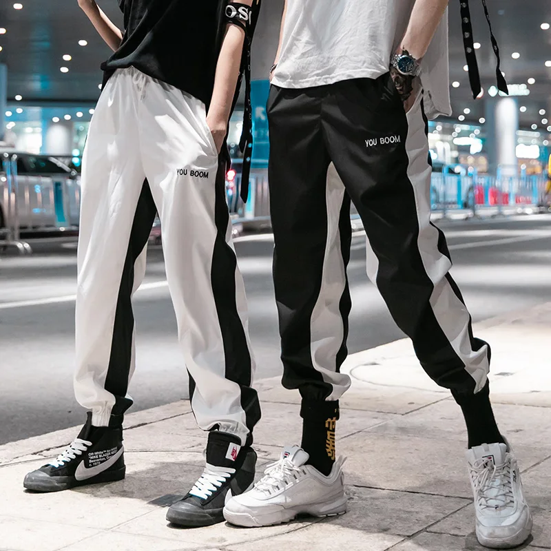 

Streetwear 2020 Sweatpants Men Women Casual Black White Striped Fashion Men Pants Hip Hop Pants Harem Pants Trousers For Male