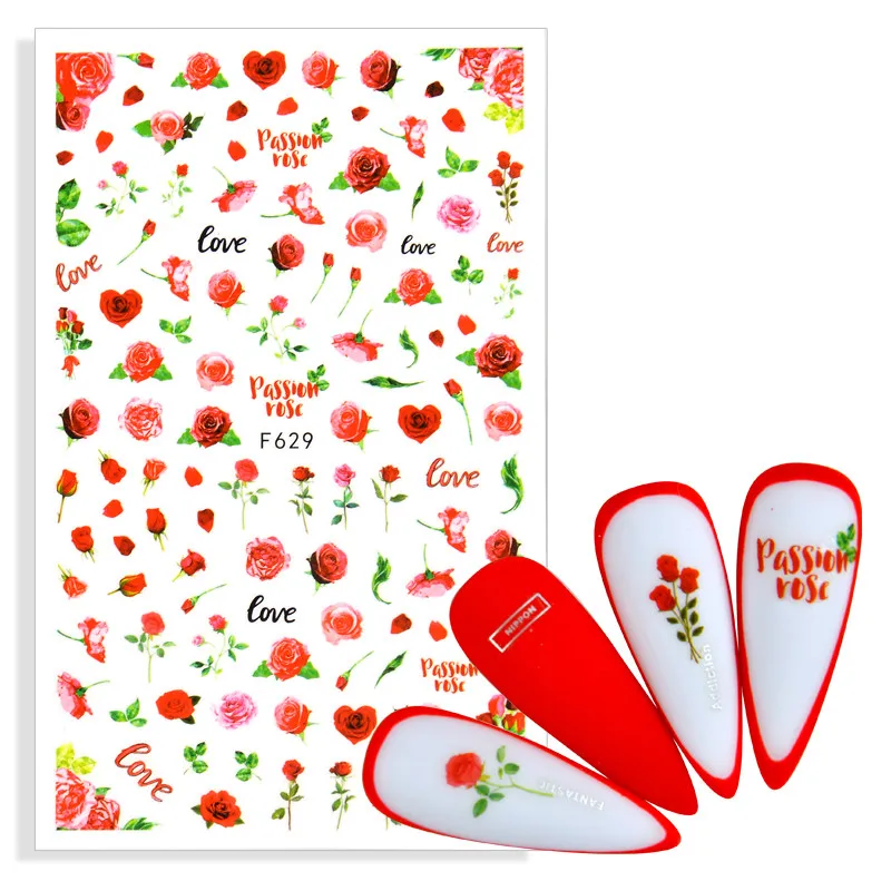 Наклейка для дизайна ногтей 3D Классическая цветная Роза Имитационные наклейки г.