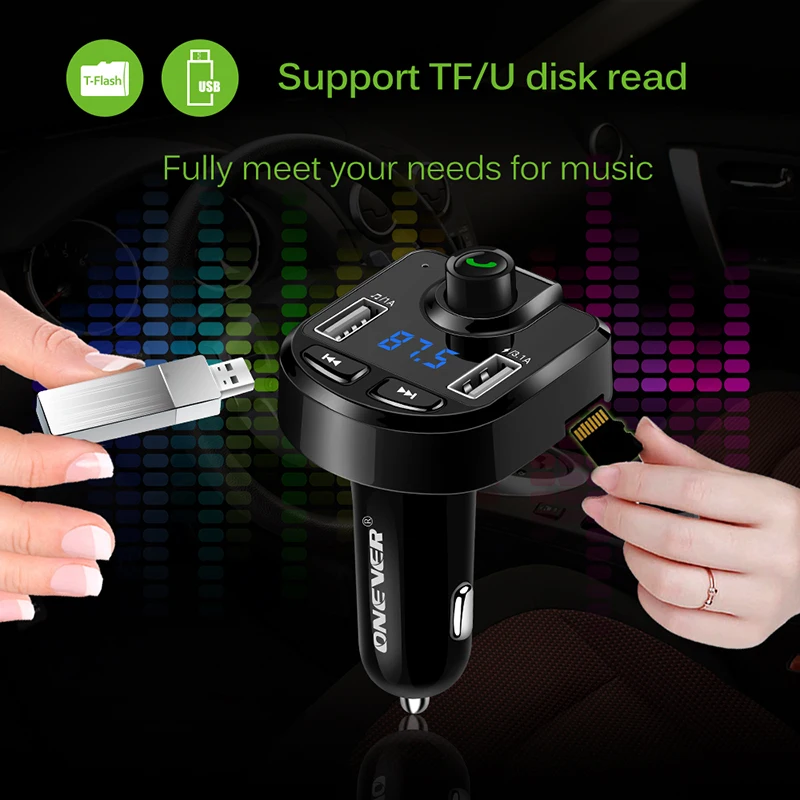 Беспроводной Bluetooth fm передатчик Onever mp3 плеер громкая связь автомобильный диск 5 В/3