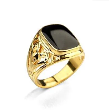 

Carofeez Luxury Men's Ring Vintage Hollow-out Pattern Resin Ring Men Fashion Jewelry Accessories