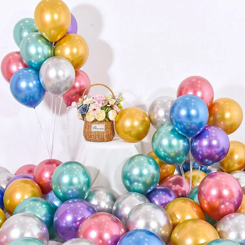 

100 шт. 5-дюймовые металлические латексные воздушные шары, красочные металлические воздушные шары для свадьбы, Рождества, дня рождения, украш...