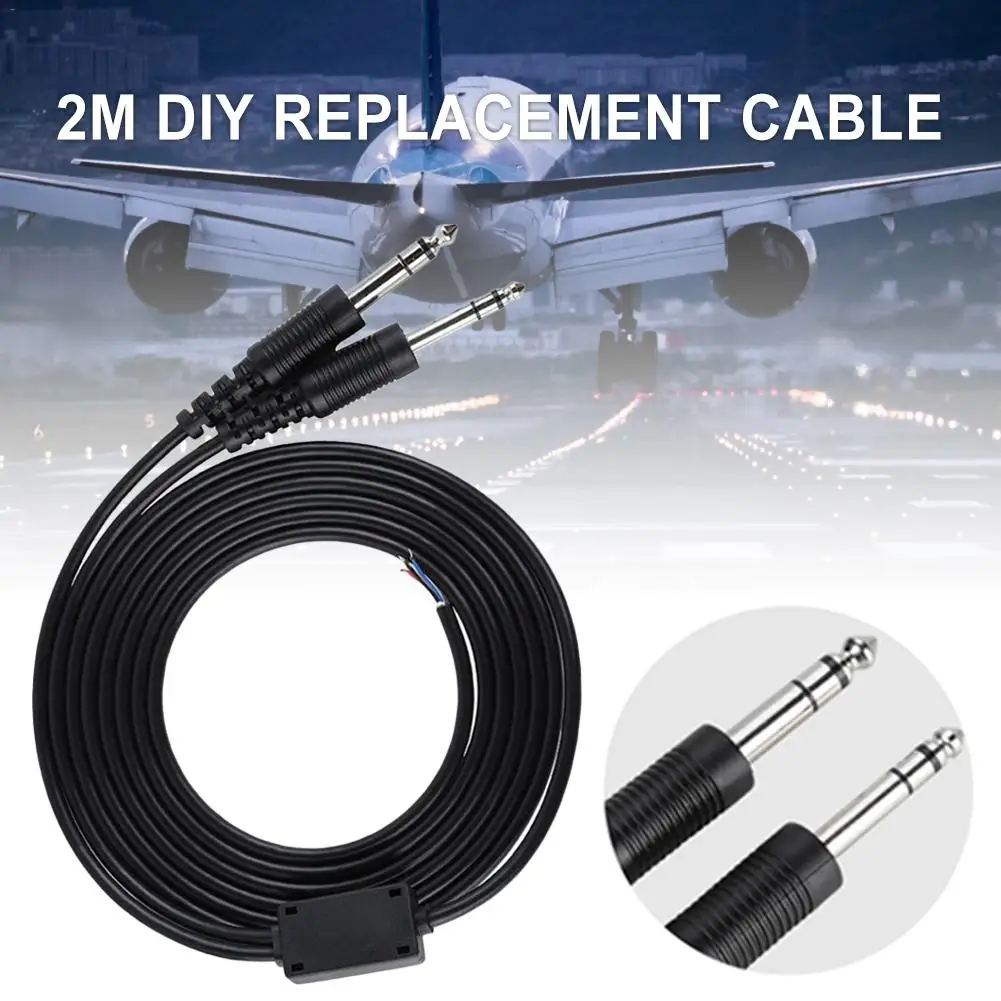 2 м DIY авиационный Сменный кабель для авиационных наушников гарнитура с двойным