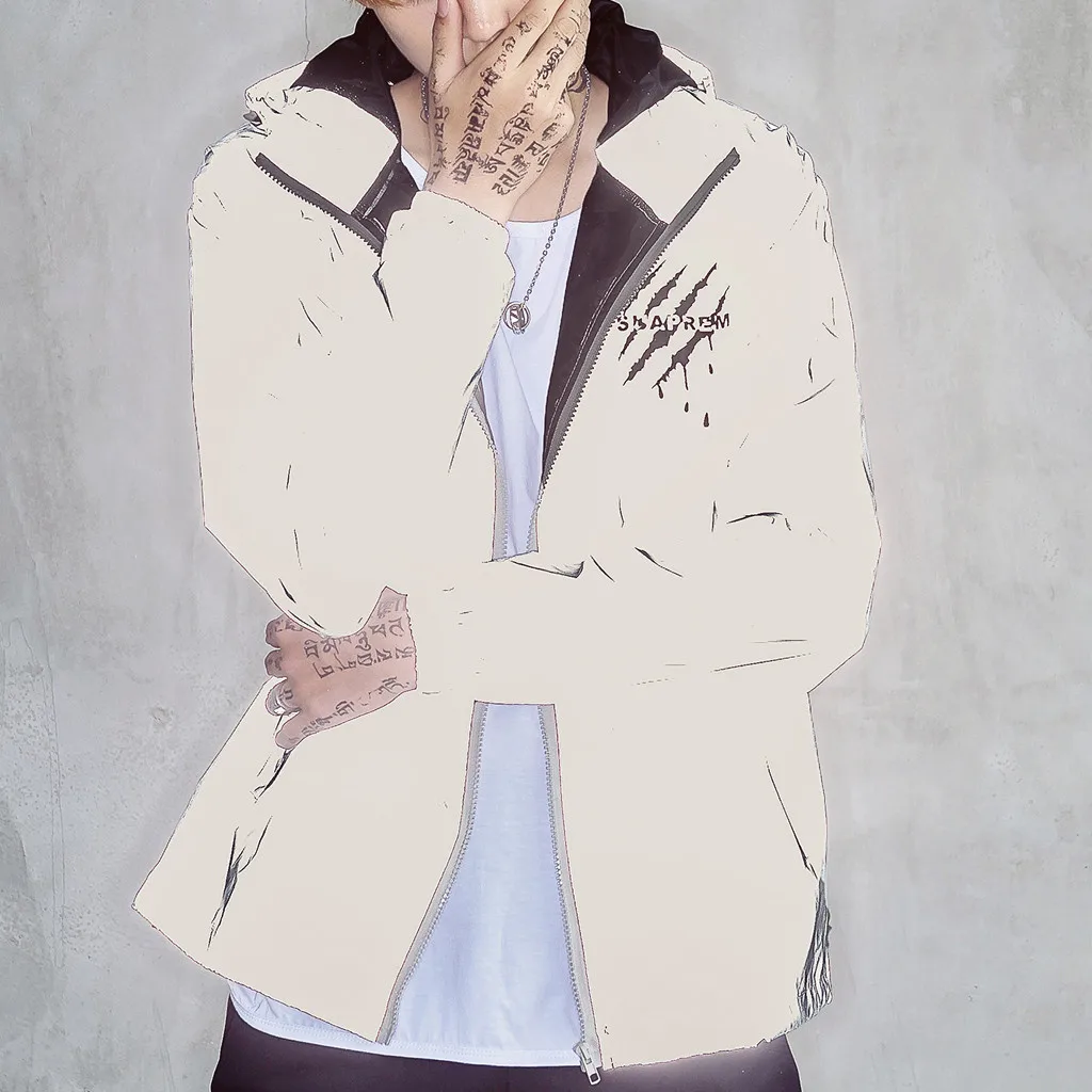 Модные светоотражающие куртки Feitong с принтом 2019 уличная одежда в стиле харадзюку