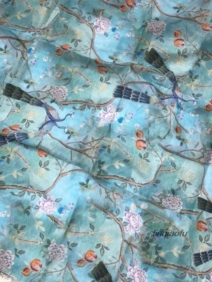 Элегантное платье-Ципао из ткани с принтом Ramie Высококачественная льняная ткань |