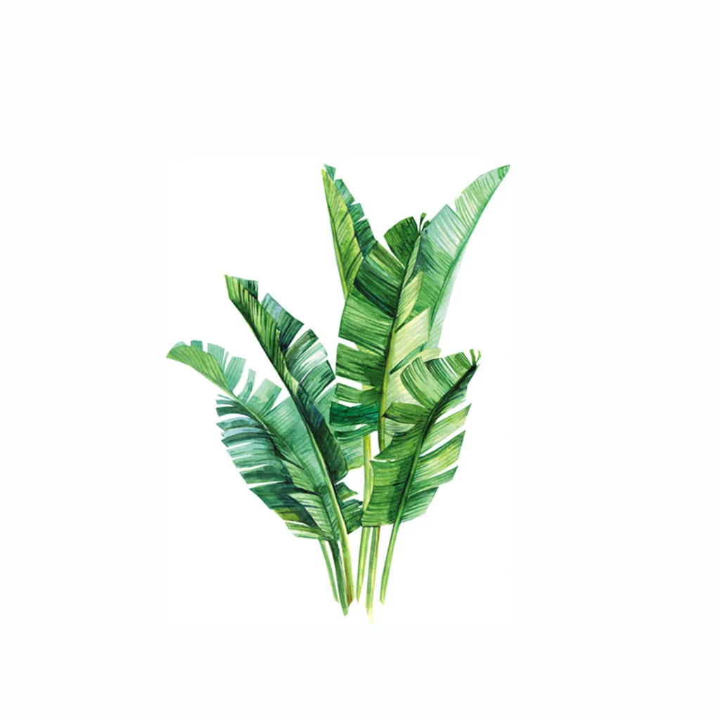 Green Plant Wall Sticker Home Tropical Rainforest Ins Bamboo Leaf Inkjet Stickers Children's Room Interior Wallpaper | Дом и сад