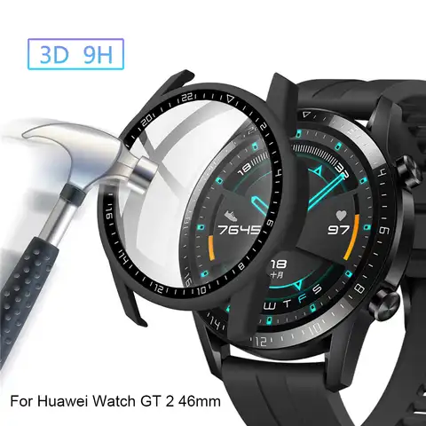 Чехол из закаленного стекла для Huawei Watch GT 2 46 мм, защитный чехол-бампер для часов из поликарбоната с циферблатом, ударопрочная защита экрана