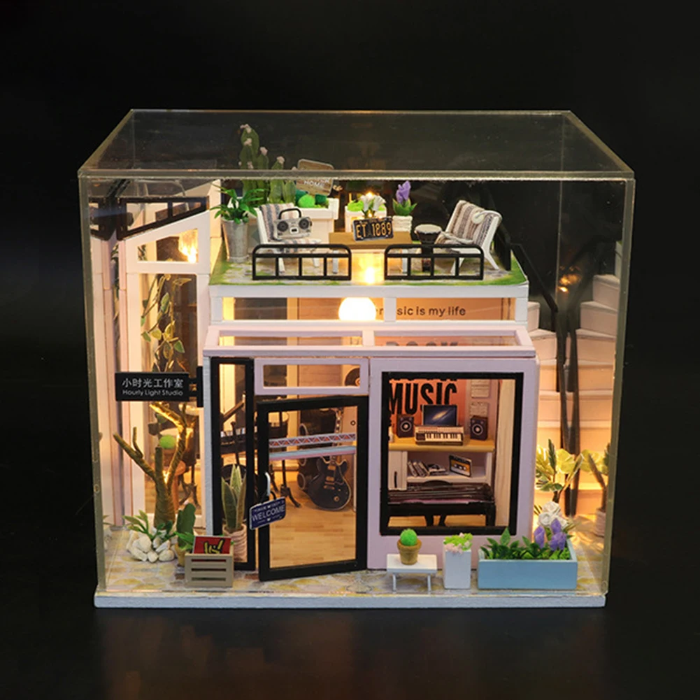 

Wooden DIY Doll House Miniature Handmade Assembly Model House Toy With Light And Music Birthday Gifts Christmas Decorations