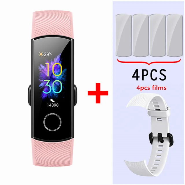 pink add white Умный Браслет huawei Honor Band 5, Оксиметр крови, кислород, волшебный цвет, сенсорный экран, для плавания, для обнаружения сердечного ритма, сна, сна - Цвет: pink add white