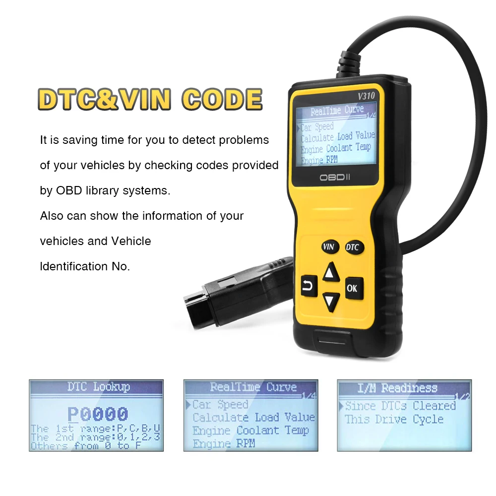 

Universal OBD2 Code Reader V310 OBDII EOBD Auto Code Reader Automobile Diagnostic Scanner Engine Light Error Analyzer