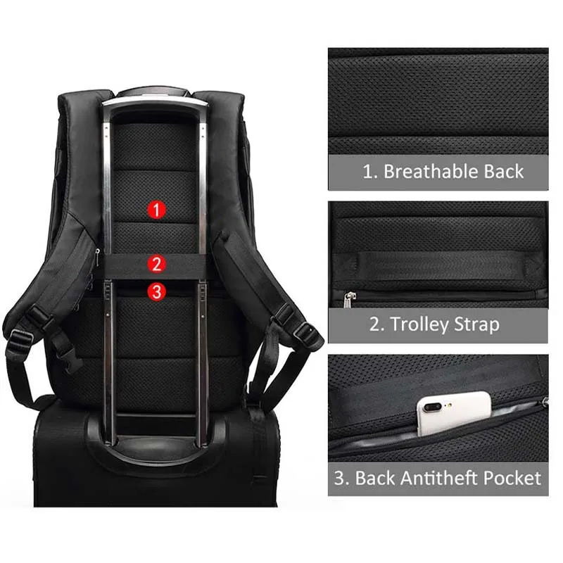 Мужской рюкзак для ноутбука 17 3 дюйма вместительный Многофункциональный с USB