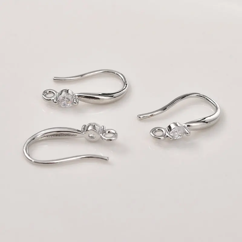 4PCS Ear Nail Hook Earrings Charm with Zircon Supplies 14k Gold Plated Charms for Jewelry Making DIY Brass Accessories - купить по