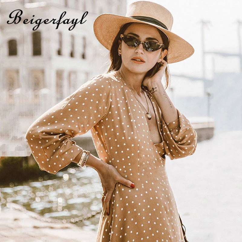 Beigerfayl 2019 осеннее платье в горошек осенние платья для отдыха v-образный вырез