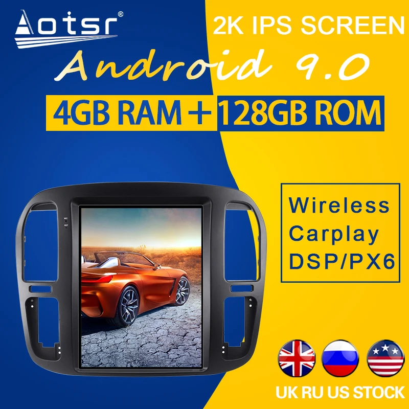 

128GB ROM For TOYOTA Land Cruiser LC100 1998-2002 Android 9.0 Tesla Style PX6 Carplay Car GPS Navigation Multimedia Player