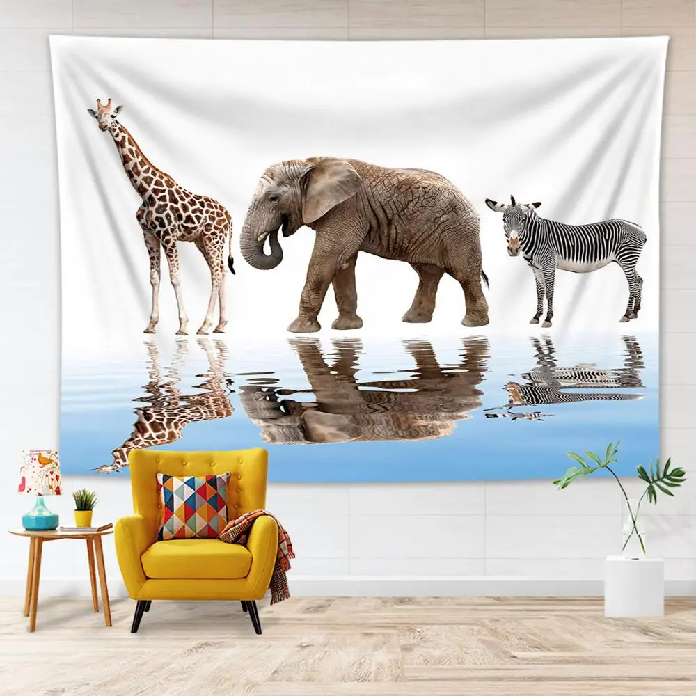 

Animal Tapestry Wall Hanging Elephant Wall Cloth Tapestries Art Giraffe zebra Tapestry Fabric Home Decor Blanket Beach Towel