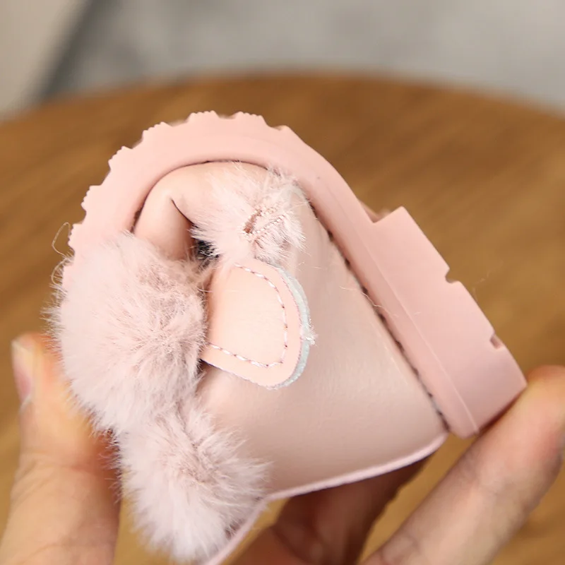 2019 зимняя обувь для маленьких девочек Теплая из плюша и хлопка зимние ботинки