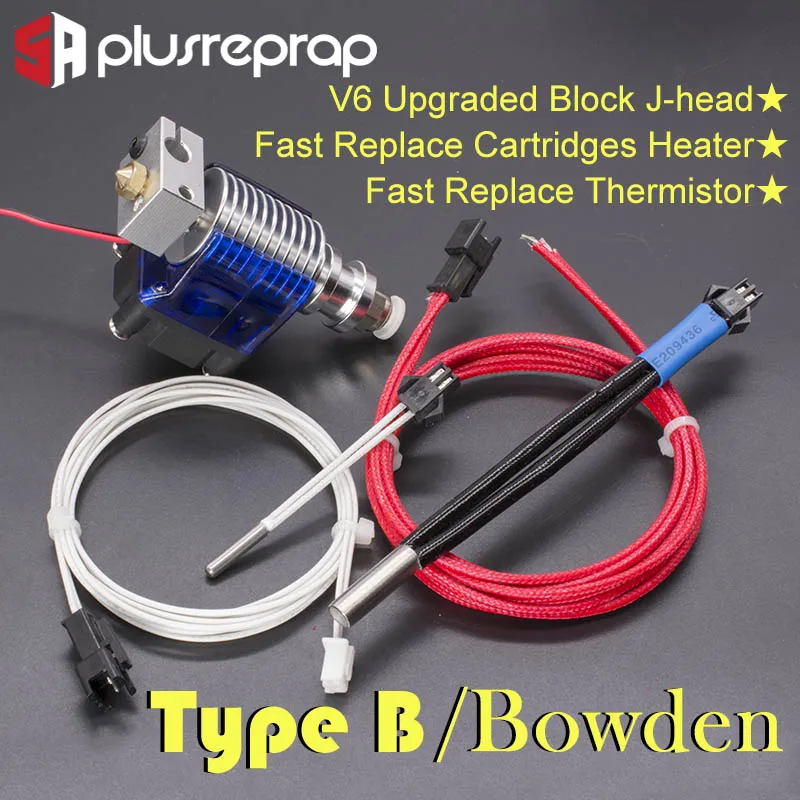 V6 J-head 12V 24V все металлические Hotend Уэйд или экструдер Bowden в нагреватель термистор Вентилятор Насадка теплоотвод для 1,75/3 мм 3D-принтеры часть