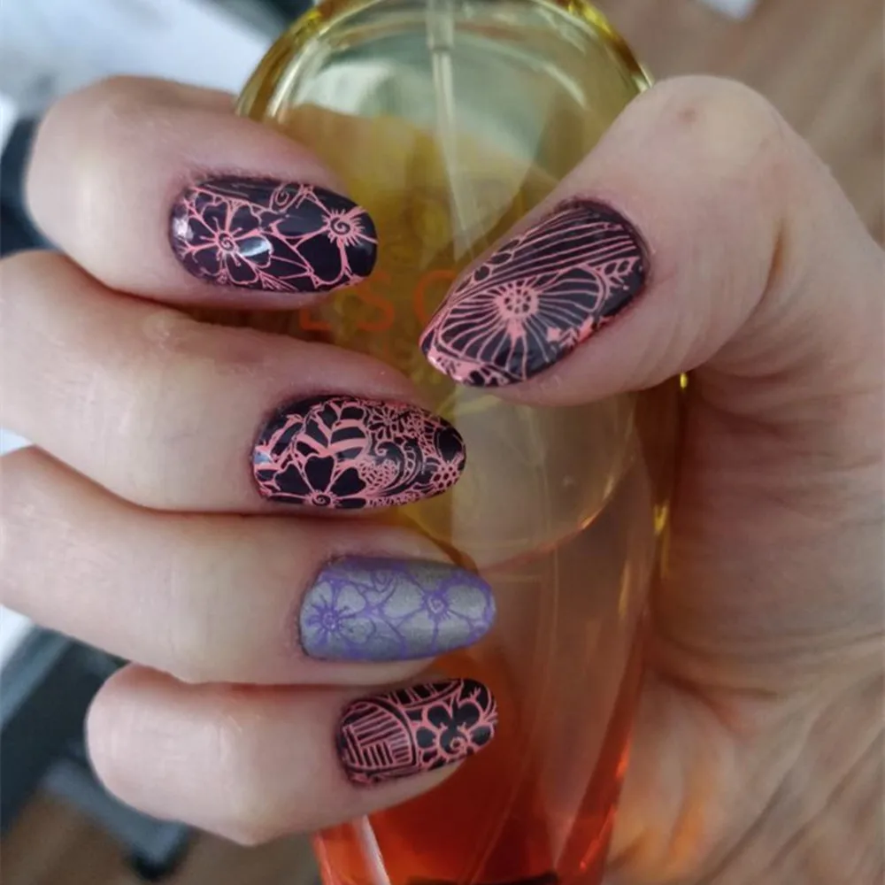 4 шт. прямоугольные пластины для стемпинга ногтей + 1 Радужный штамп СКРЕБОК НАБОР