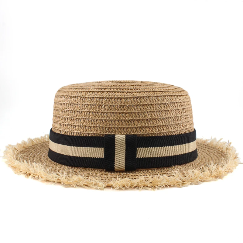 Мужские и женские мужские соломенные шляпы с плоским верхом женская летняя