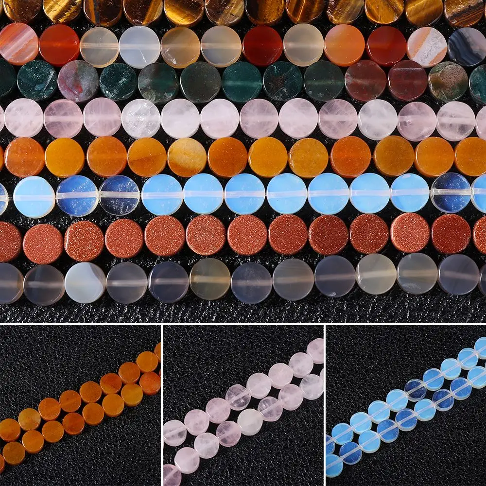 

for Jewelry Making Natural Home Statue White Crystal Natural Stone Healing Round Flat Bead Mini Ornament Healing Stone