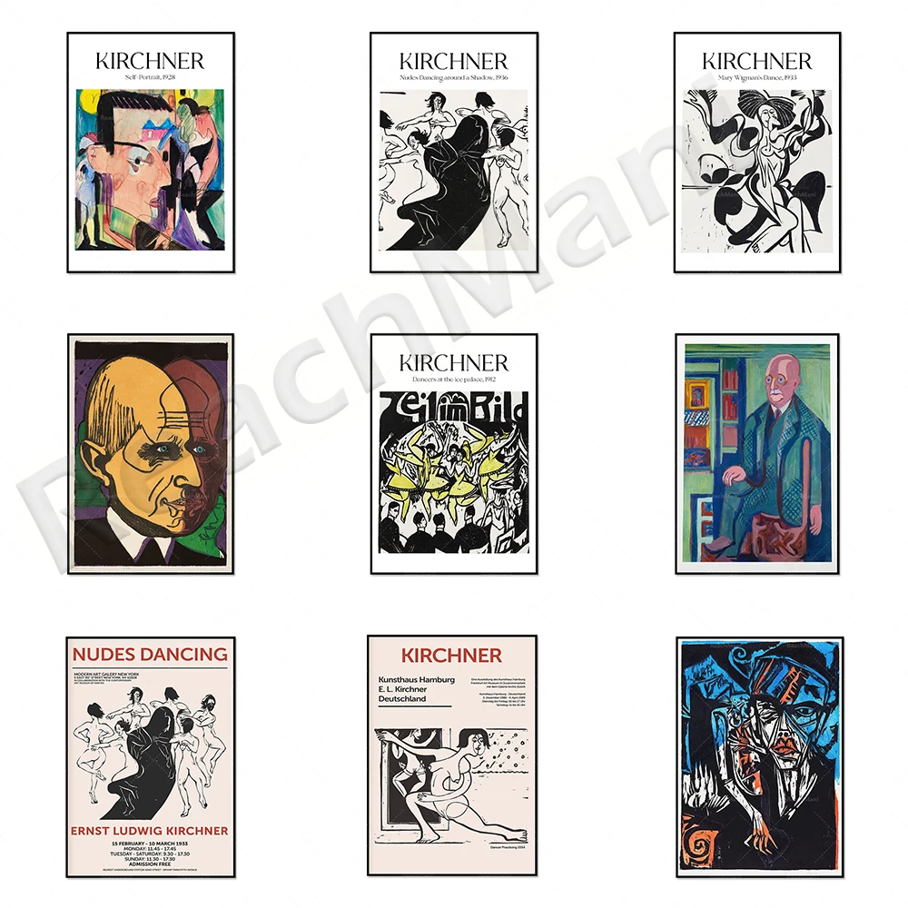 

Ernst Ludwig Kirchner Museum Exhibition Poster, Pain of Love, Dancers in the Ice Palace, Self-portrait printed on decorative can