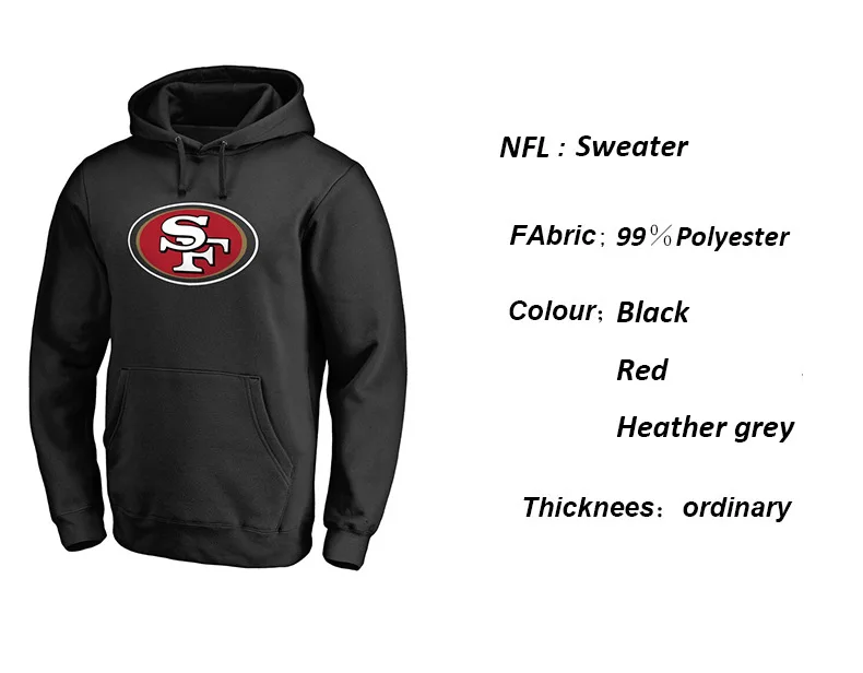 2019nfl San Francisco 49ers пуловер Толстовка Америка Регби поддержка логотип