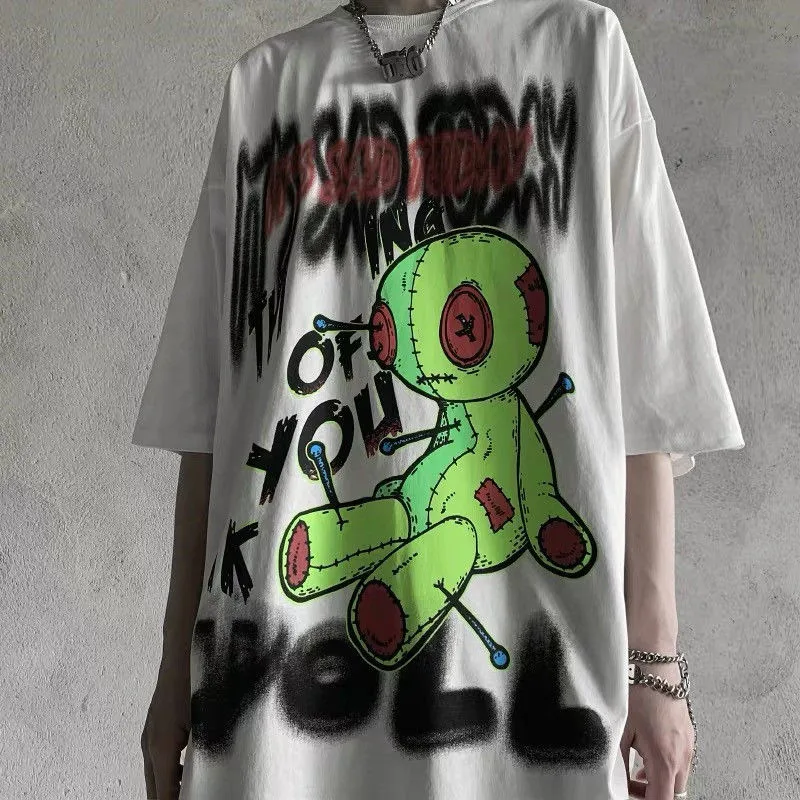 

Japan Loose Gothic Anime T Shirt Streetwear Women Summer Kpop Girl Hip Hop Cartoon Doll Tops Ulzzang Oversized T Shirt Femme