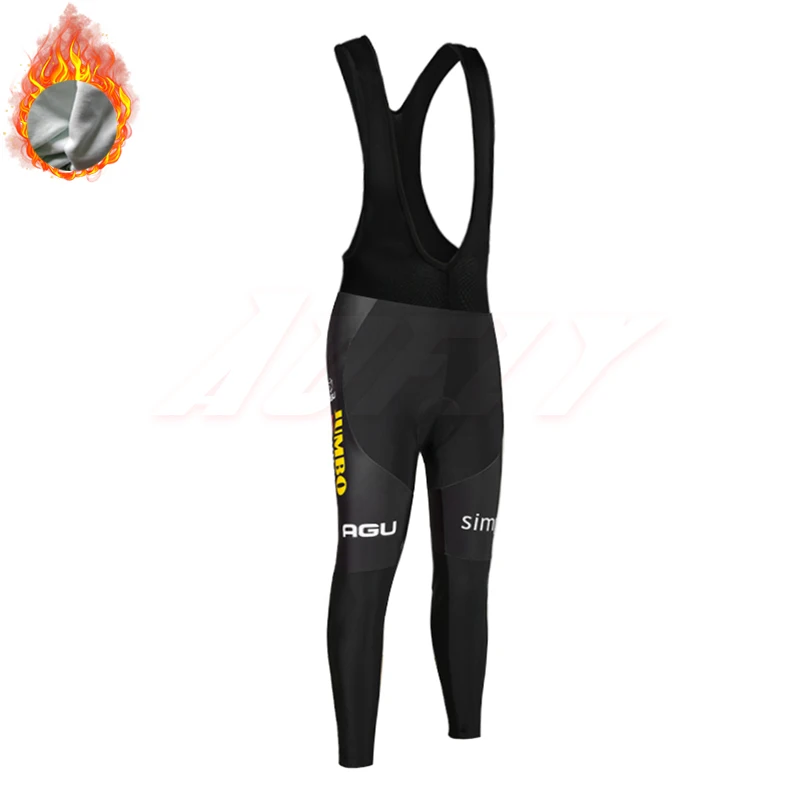 Black bib Зима, куртки для велоспорта JUMBO TEAM 9D, велосипедные штаны, Ropa Ciclismo, Мужские Термо флисовые, pro трикотаж для велосипедистов, одежда для велоспорта - Цвет: Black bib