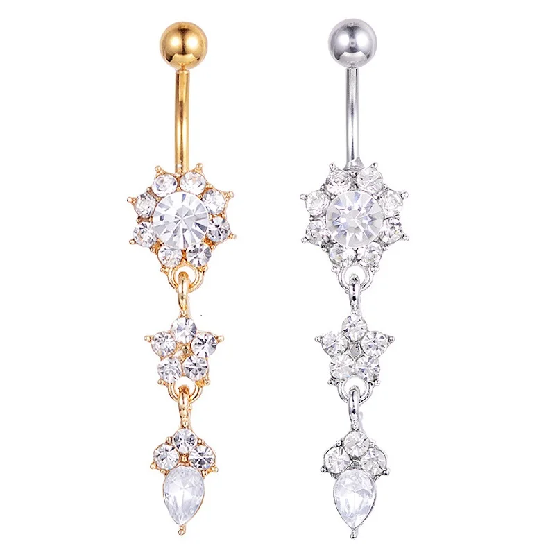 

Hot Selling Belly Button Piercing Water Drop Flower-Shaped Pendant Female Belly Button Nails Belly Button Ring