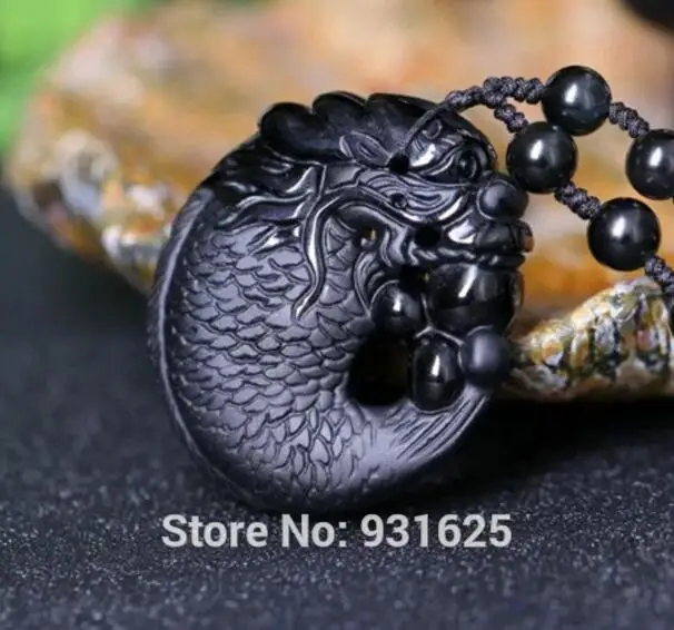 Красивые Подвески из натурального черного обсидиана ручной работы с резными