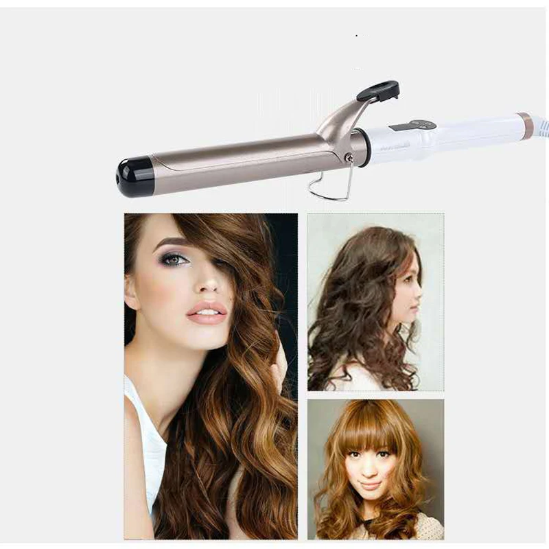 

Temperature Setting Electric Hair Curler Long Curling Tong Wand 9-38mm Professional Hair Curling Iron LCD Screen