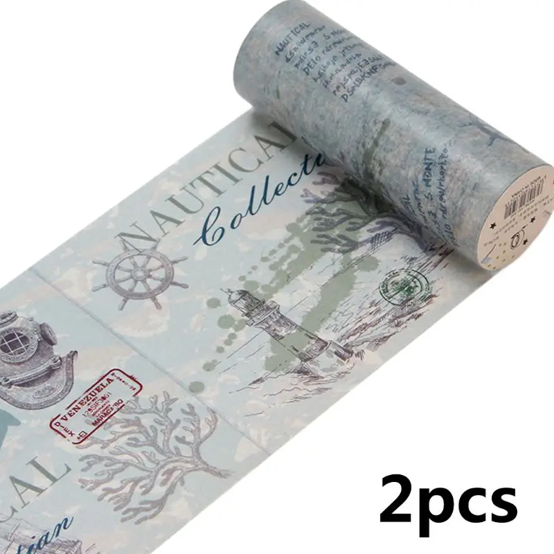 

2Rolls 10CM Wide Vintage Washi Tape Wide Retro Foil Masking Decorative Tape