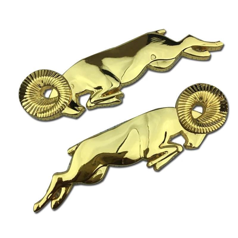 Gold a pair Для Dodge Ram caliber 3D Автомобильная головка гриль задняя дверь 3D наклейка s металлическая Замена эмблемы металлический хром значок наклейка Ram Head - Название цвета: Gold a pair