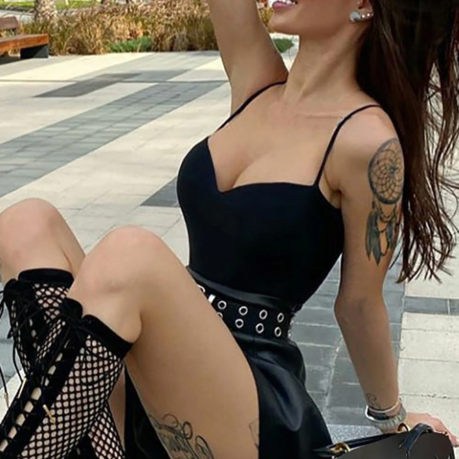 

Sexy Camisole Sleeveless Summer Bodysuit Woman Solid Color Basic Bodycon Jumpsuit Body Women Fashion Bodysuits Tops Femme