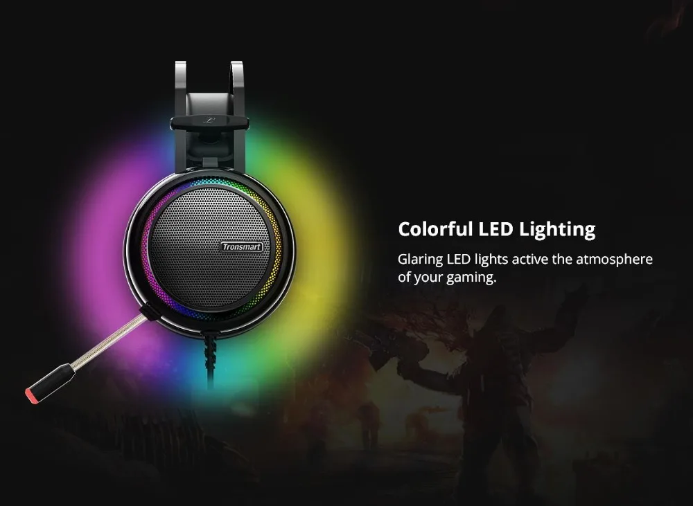 [] Tronsmart Glary Virtual 7,1 стерео звук Игровая гарнитура с красочным Светодиодный подсветкой, usb-порт для nintendo Switch/PS4