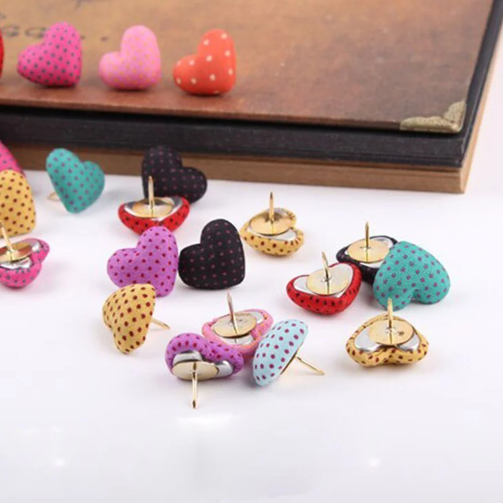 

36pcs Polka Heart Shape Pushpin Thumbtack Decorative DIY Tool for School Home and Office Use (Random Color)