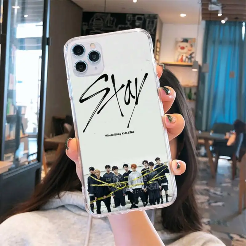 

stray kids Combination pattern Phone Case Transparent for iPhone 6 7 8 11 12 s mini pro X XS XR MAX Plus