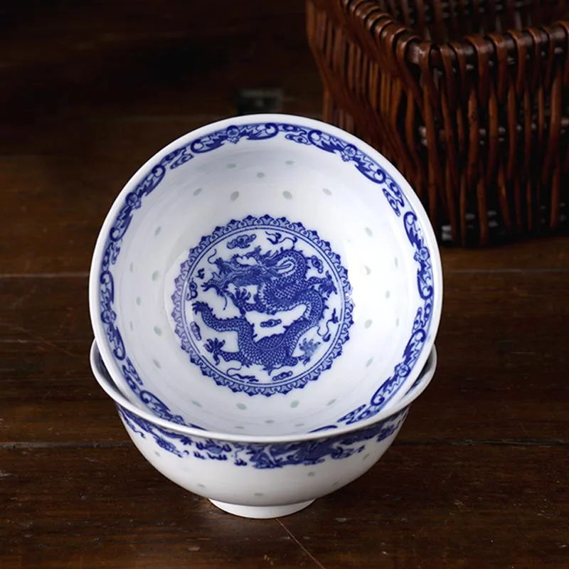 5 дюймов синяя и белая фарфоровая чашка для риса Цзиндэчжэнь керамическая лапша
