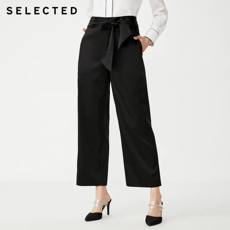 

SELECTED Women's Loose Fit Lace-up High-rise Wide-leg Crop Pants S|419318513