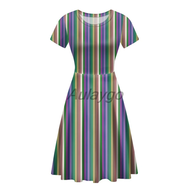 Разноцветная Женская одежда с вертикальным принтом в полоску летнее женское