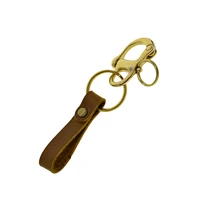 solid brass nautical sweden snap carabiner shackle hook full grain cow leather strap keychain key rings fob