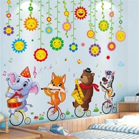 shijuehezi cartoon animals wall stickers diy flowers plants wall decals for kids room baby bedroom nursery home decoration