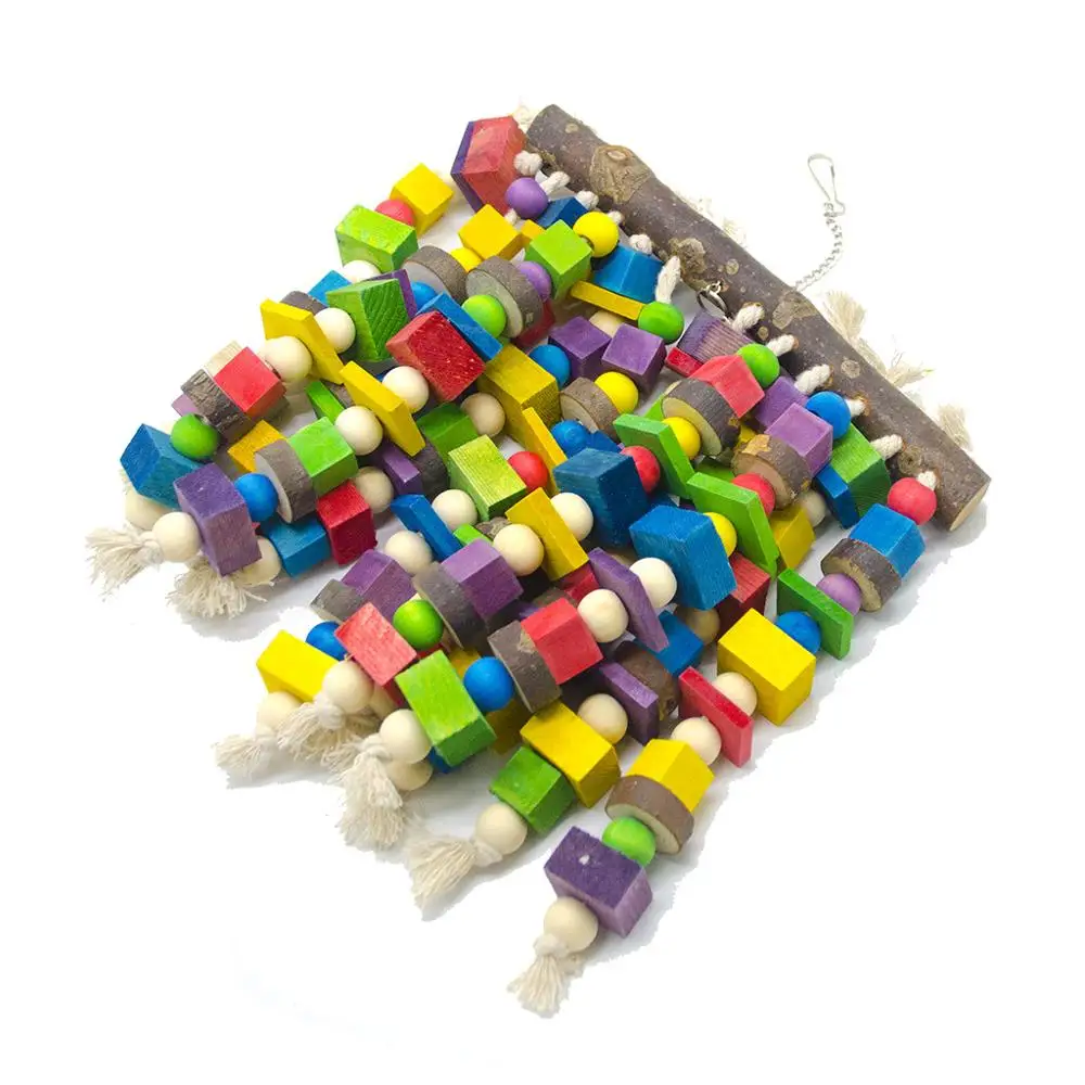 

Large parrot nibbling stand destructive toy