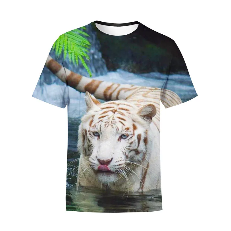 

2021 New Tiger 3D T Shirt Boys Girl Children Summer Fashion Short Sleeve Printed Animal T-Shirt Cool Tops Tees Boy Girl Clothing
