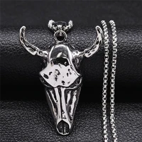 2022 stainless steel big sheep head pendants necklaces for women silver color chain necklace jewelry collier gothique nzz2s03