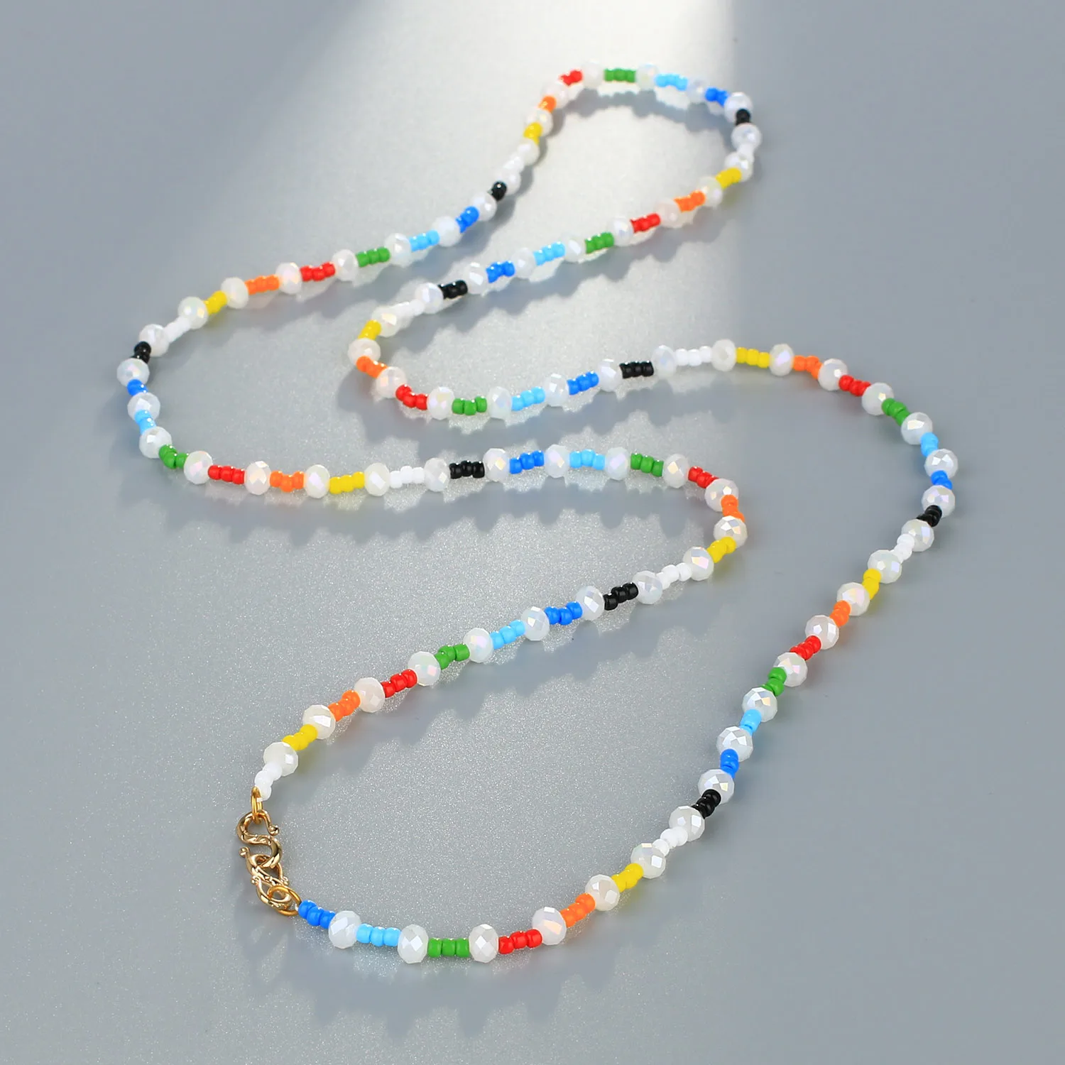 

C.QUANCHI Осенние новые ювелирные изделия из кристаллов и бусин 2021 модное женское ожерелье ручной работы из бисера очаровательная цепочка Ювел...