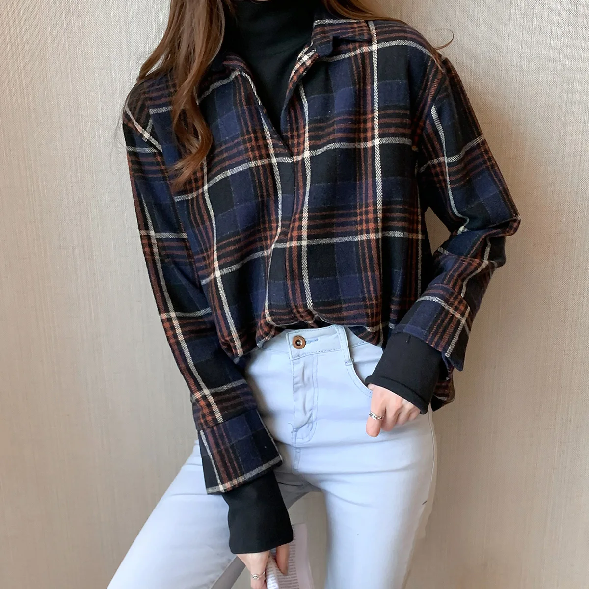 

Classic Plaid Women Blouses 2020 2XL Oversized Long Sleeve Blouse Shirt Casual Tops Elegant Casual Shirts Winter Autumn 2021