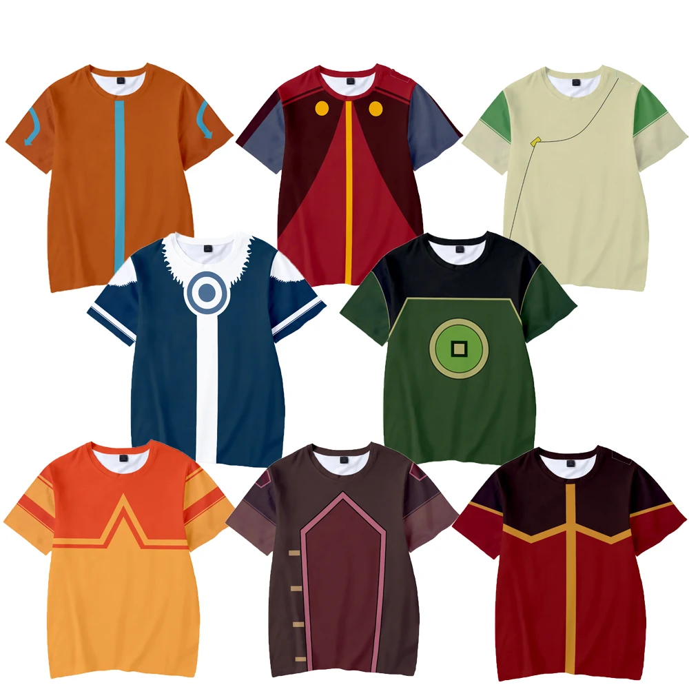 

Last Airbender Aang TophBeifong Cosplay T-shirt 3D Printed Casual Anime Avatar Costumes Children T Shirts Boys Girls Tops