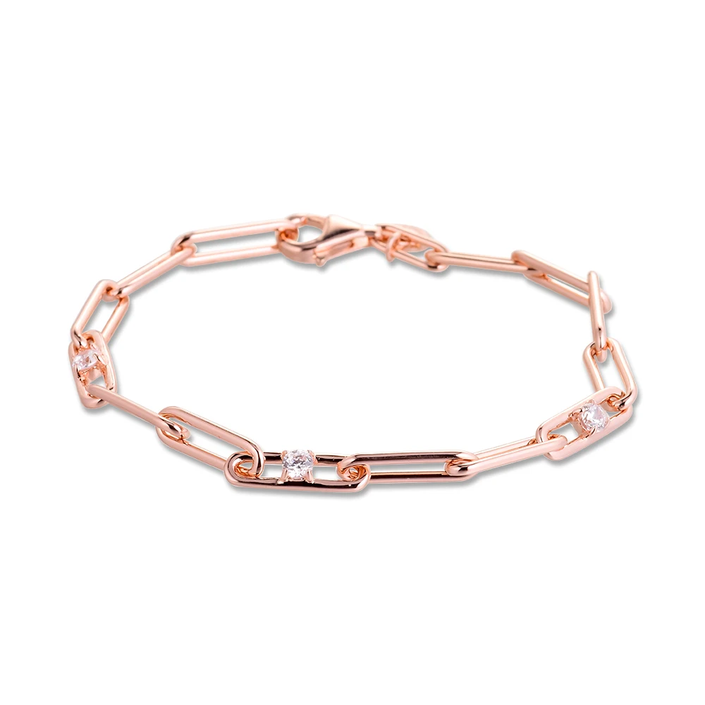 

Genuine 925 Sterling Silver Link Chain & Stones Bracelets for Women DIY Jewelry Making Party Gift Pulseras Wholesale