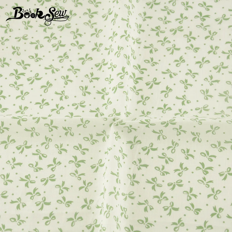 Хлопковая простая ткань Booksew с зеленым бантом дизайн Квилтинг украшение для дома