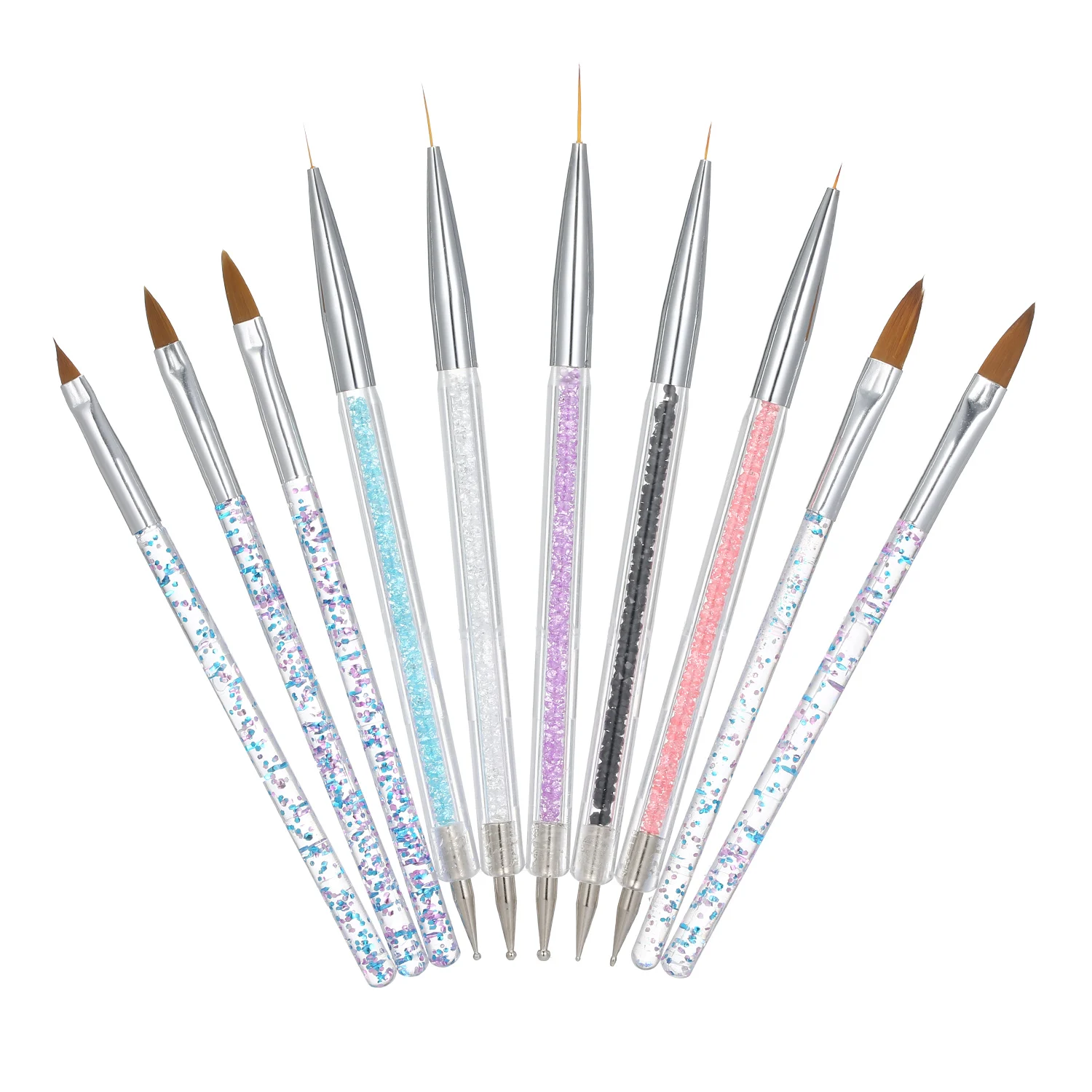 10 шт. набор кистей для дизайна ногтей двойная ручка подводки лаковая акриловые